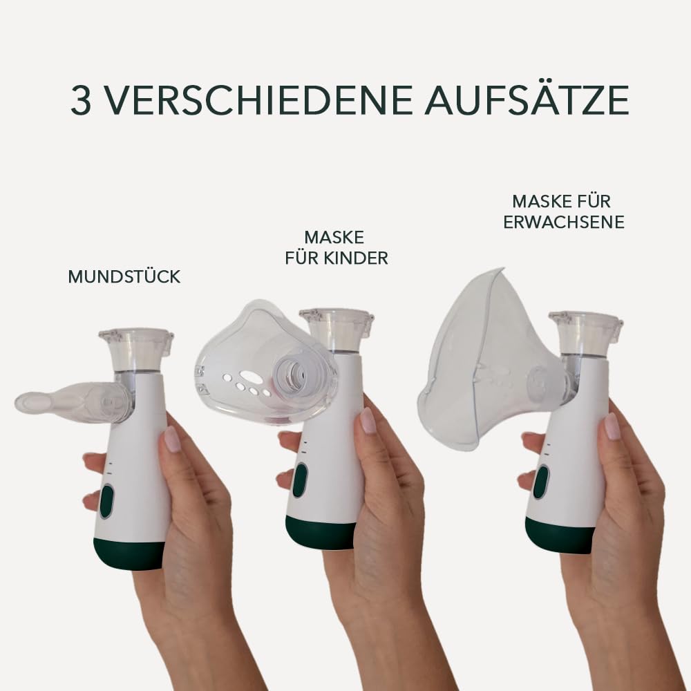 IEA Green Inhalationsgerät dunkelgrün – Vernebler Kinder & Erwachsene, tragbar