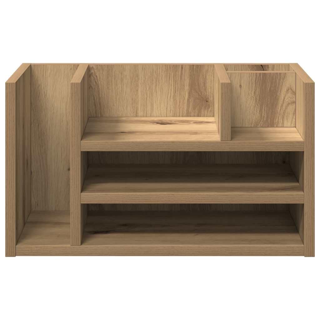 Organizer da scrivania nero effetto quercia in legno, 44,5 x 24 x 25 cm, ripiano per ufficio postazione di lavoro con scomparti, conservazione ordinata per documenti, documenti e documenti