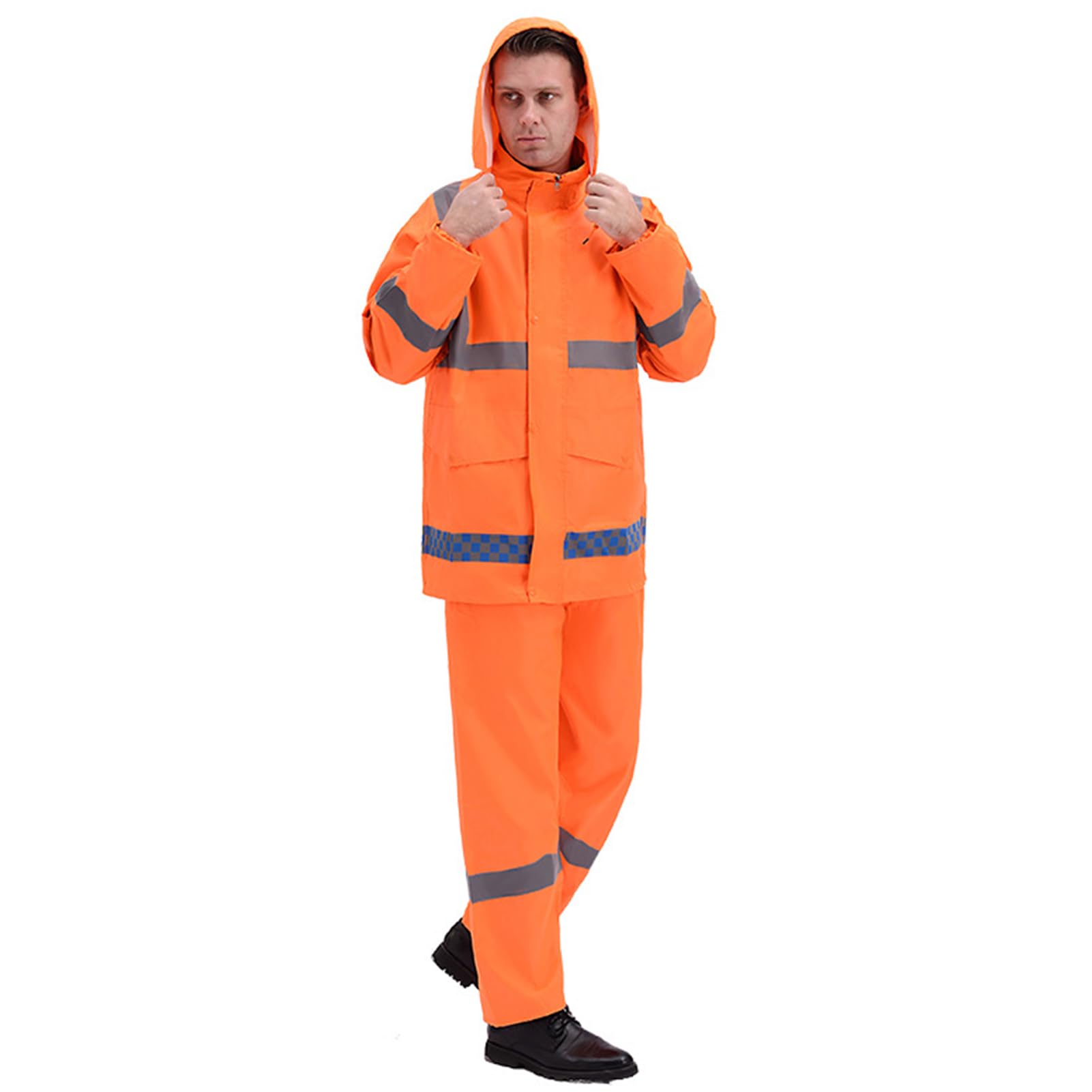 Tute Antipioggia Impermeabili Sicurezza Riflettente All'aperto Divisa Pantaloni Giacca Antipioggia Traspirante Set per Dovere, Ciclismo, Campeggio