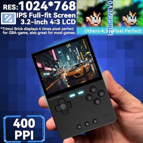 Image of FINGEREVO Trimui Brick Handheld Game Console 3.2 inch 1024 * 768 IPS Screen 3000mAh Trimui Brick Opensource System with Portable Case and Screen Protector Black