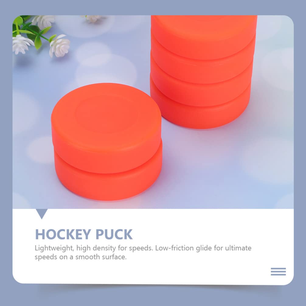 VANZACK Lot de 3 Palets de Hockey Orange en PVC Léger à Faible Friction pour Entraînement et Jeu Extérieur sur Béton Lisse ou Terrain