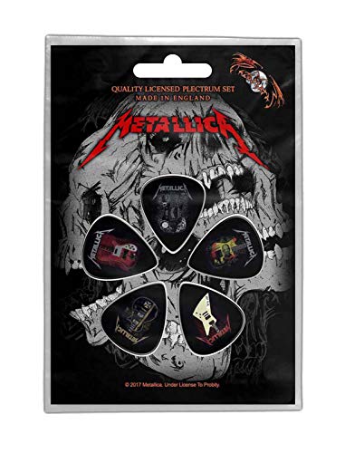 Metallica Lot de 5 médiators officiels avec logo du groupe de guitare, 5 x 2,5 cm de diamètre - Les Beatles, Paul McCartney, John Lennon, RIngo Starr, George Harrison Metallica Lot de 5 médiators officiels avec logo du groupe de guitare, 5 x 2,5 cm de diamètre
