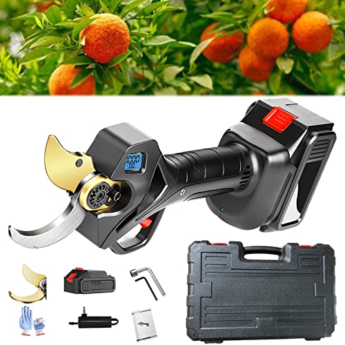Tijeras de podar eléctricas, Tijeras de podar livianas inalámbricas con una Sola Mano 0.9 Kg, Panel de visualización LED Herramientas de jardinería para árboles frutales 21v Batería de Litio Cover