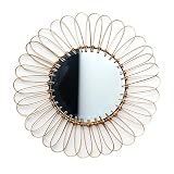 NEERGREVE Mounted Mirror, Flower Wicker Rattan Decorative Mirrors for Living Room Bedroom Office - S