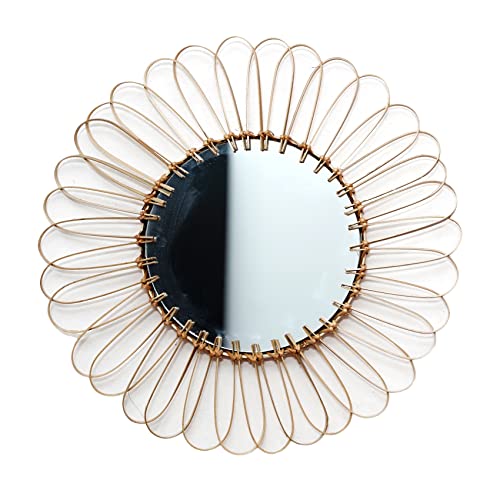 Neergreve Mounted Mirror, Flower Wicker Rattan Decorative Mirrors For Living Room Bedroom Office - Size Small(D35Cm) #TOP5