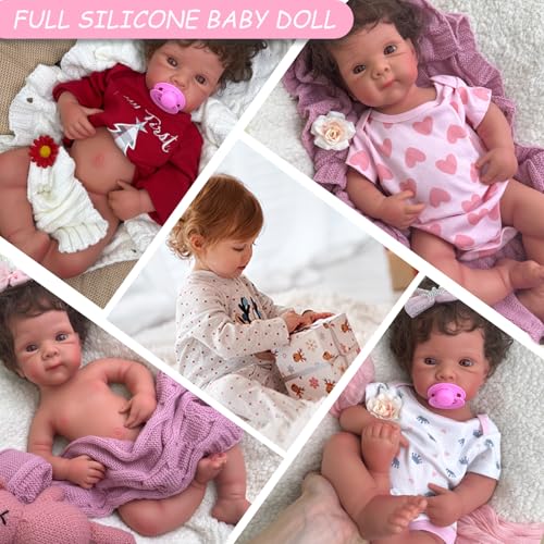 19 inch Open Mouth Full Body Silicone Baby Dolls with Hair, Lifelike Soft Reborn Baby Doll Girl Anatomically Correct Newborn Babies – Bild 7