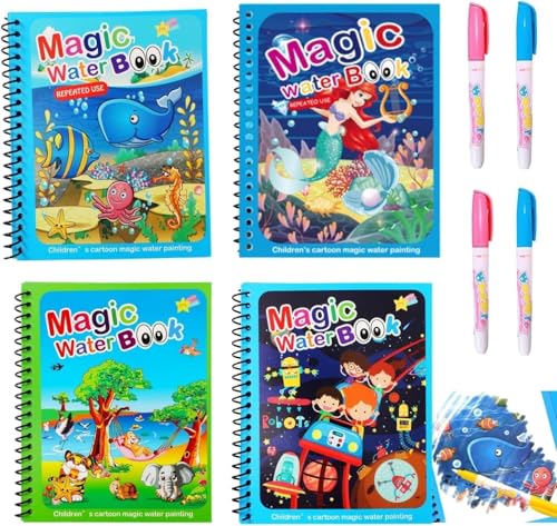 GLUN Water Magic Coloring Book for Kids (4 Books, 4 Themes) | Reusable No-Mess Painting Book with Magic Water Pen | Travel-Friendly Educational Toy for Toddlers Age 2-5years| Quick-Dry, Refillable Rs. 130 - Amazon at ₹130 (74% Off) – Amazon