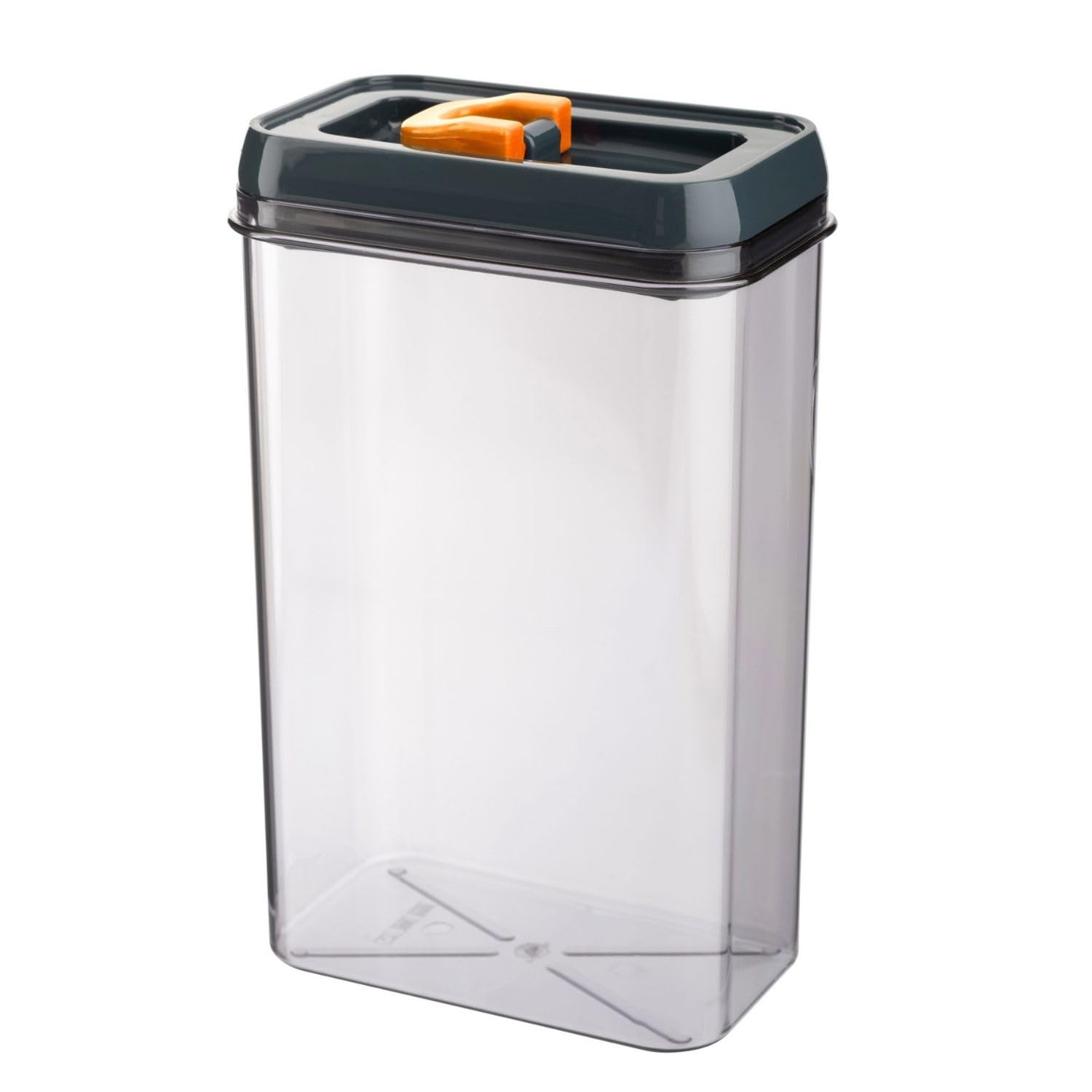 HOMESHOPA Airtight Food Storage Containers with Orange Click Seal Lid 2.3 Litres, 1 Pack Clear Plastic Canisters, Kitchen & Pantry Organisation, Durable, Ideal for Pasta Cereal, Flour & Sugar