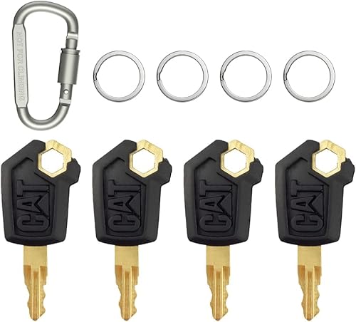 Poktlife Llaves para equipo pesado CAT Caterpillar 4 unidades (llavero de gato), Negro -