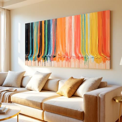 Modern Abstract Colorful Stripes Canvas Art