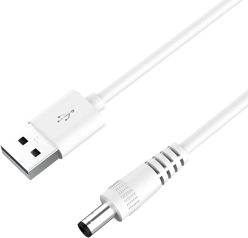 Cabo de carregamento de reposição DEIOVWXS para espelho de maquiagem com iluminação, conector DC 5,5 x 2,1 mm, 1 A, 0,98 m — compatível com modelo MM-M