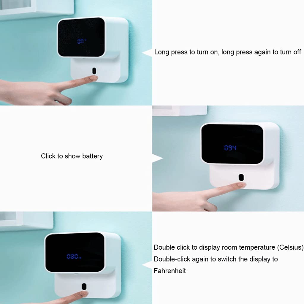 Erogatore di sapone Distributore di sapone sanitizer a induzione, distributore di sapone ricaricabile a muro ricaricabile con schiuma automatica 280ml Adatto per bagno, camera da letto e cucina