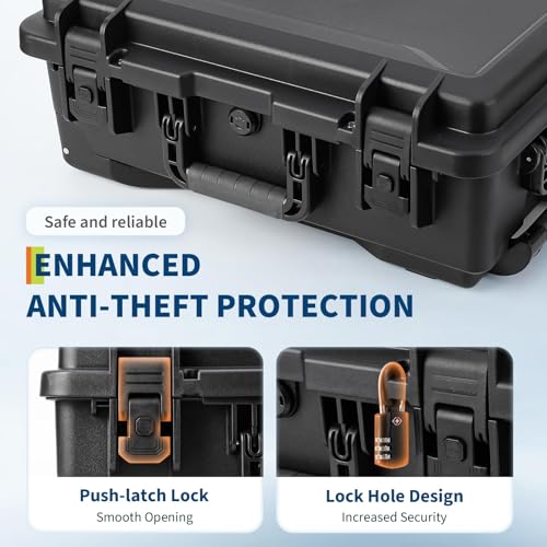 Image of GarveeTech Protective Case,Heavy Duty Protective Dry Box Case with Padded Dividers and Wheels,Waterproof Travel Camera Case Dustproof and Impact Resistant,22 inch x 14 inch x 9 inch,for Travel, Hunt