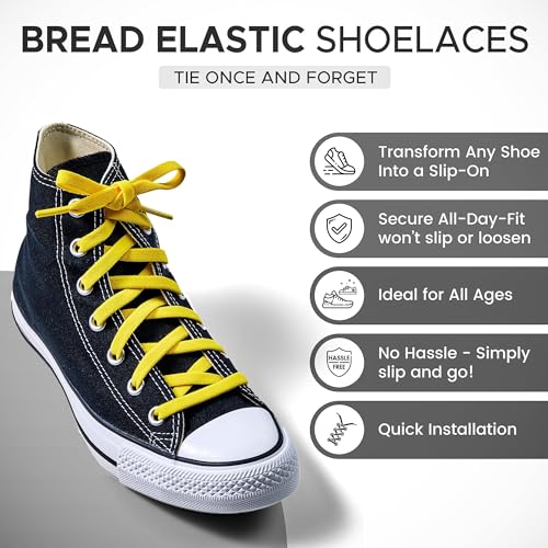 Image of Bread Elastic Shoelaces - Tie Once, Slip On Convenience - Premium Stretch Laces for Boots, Running Shoes, and Everyday Wear