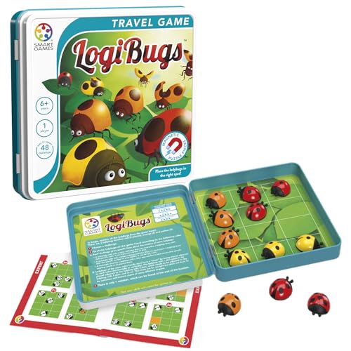 SmartGames - Logibugs, Magnetic Puzzle Game in Tin with 48 Challenges, Ages 6+