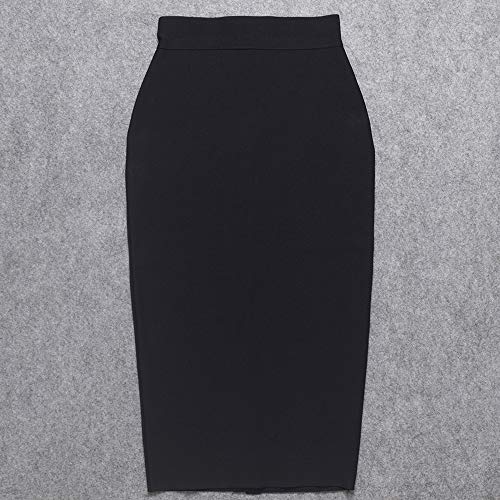 Elastic High Waist Back Split Midi Bandage Skirt4