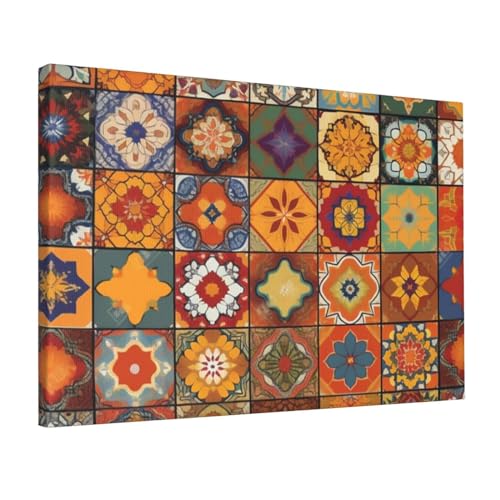 Toile murale marocaine géométrique de 30x45 cm pour sublimer la décoration de votre salon