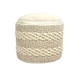 Puff estilo boho tejido 100% a mano con detalles de calidad.
