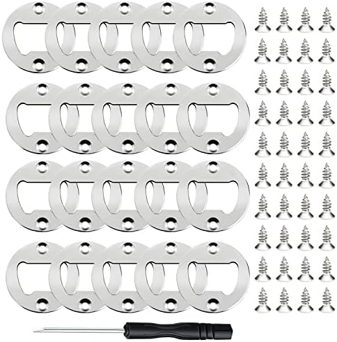 Bottle Opener Insert - 20 Sets Stainless Steel Bottle Opener Inserts Kit with Screws Screwdriver for Bottle Opener DIY Resin Mould Kit Bottle Opener Hardware Parts Supply