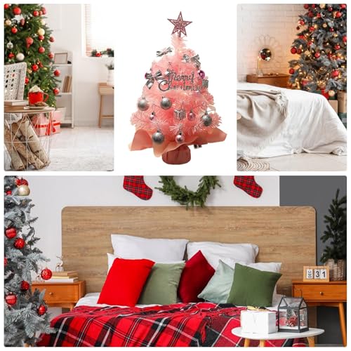 Árbol de Navidad de mesa artificial mini con estrella para decoración navideña de centro 5