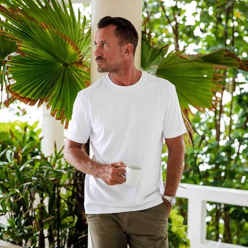 Stain-Proof Crew Neck White Short Sleeve Basic Tee Shirt3