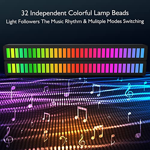 Rgb Sound Control Light Bar, Wireless Sound Activated Rhythm Light Bar, 32-Bit Rechargeable Colorful Music Level Voice-Activated Ambient Led Light Bar For Car, Gaming Room, Party, Dj, Desktop(2 Packs) #TOP4