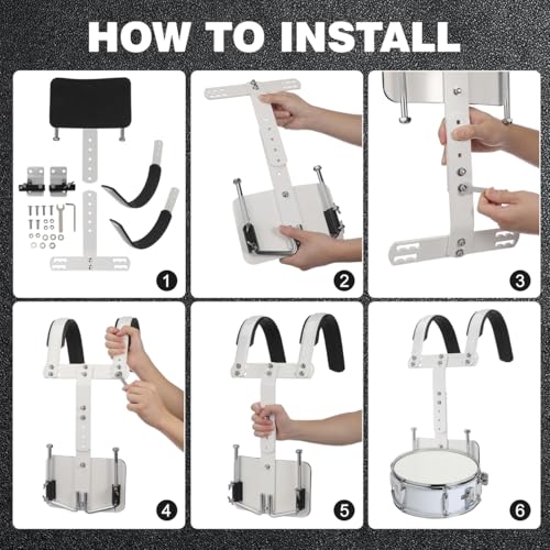 Hemobllo Verstellbarer Snare Drum Carrier Aus Aluminiumlegierung Mit Schultergurt Tragbarer RüCkrahmen FüR Marschtrommel ZubehöR Einfach Zu Montieren Und Leicht Zu Transportieren