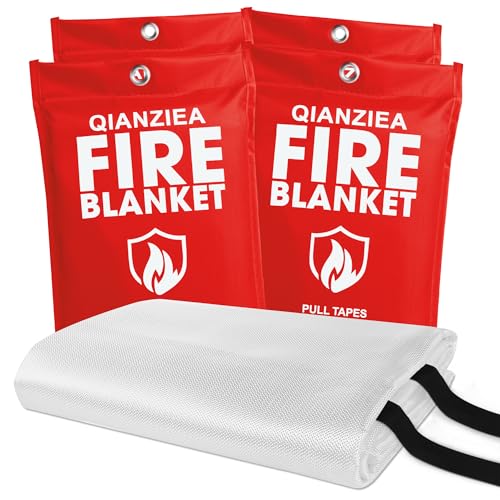 QIANZIEA Fire Blanket Fire Blankets Emergency for Home and Kitchen 4 Pack 40 X 40