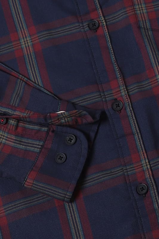 Image of Dennis Lingo Men's Cotton Casual Shirt, Long Sleeve Slim Fit Spread Collar