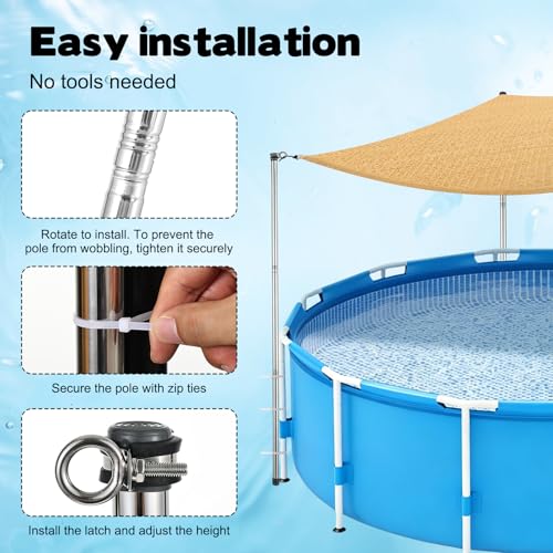 FMOACEN Set Sombrilla Triangular para Piscina de 13x13x13 FT miniatura 5