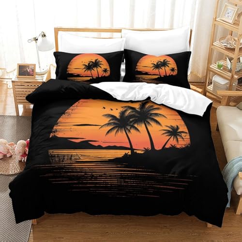 Housse de couette Île Coco microfibre facile à repasser pour lit double King size