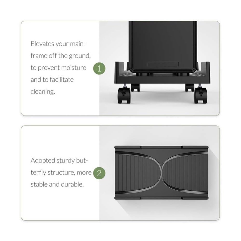 Akcesoria komputerowe PC Cases Cart Desktop PC Towers Stand, Mobile CPU Cooling Holder Bracket with 4 Rolling Caster Wheels Floor CPU Stand Fits Most PC Under Desk Stojak na wieżę komputerową