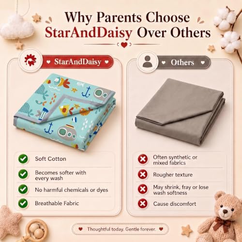 Image of StarAndDaisy Baby Cotton Dohar for Kids, Soft & Breathable Lightweight Printed Blanket, Reversible Baby Blanket for All Seasons ((44 x 54 Inches).