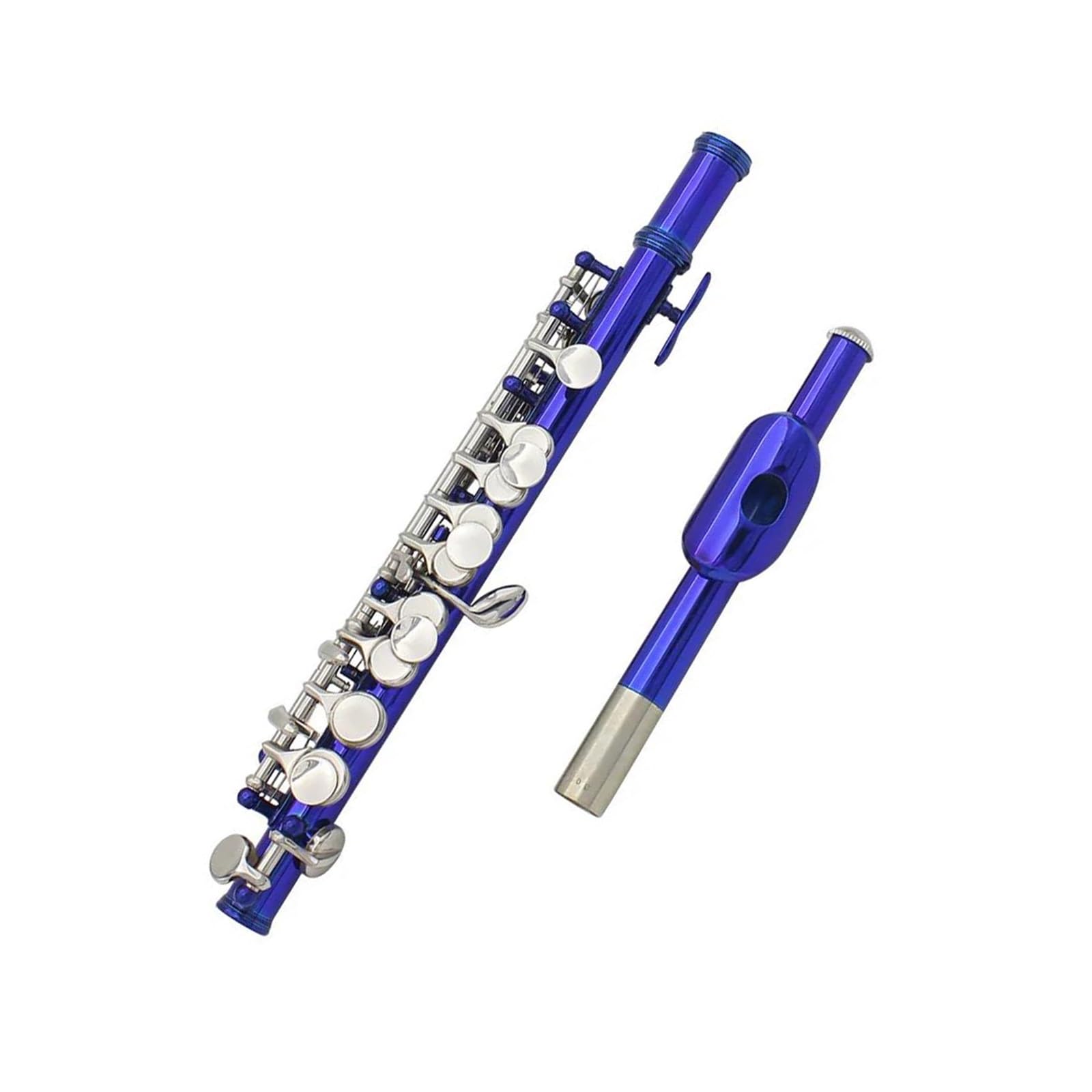 flet prosty Piccolo Professional C Key Half Size Niebieski flet Instrument z pudełkiem do wycierania części z białej miedzi Piccolo