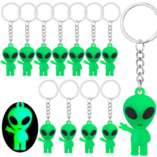 Equsion 12 Pcs Alien Party Favors Alien Keychains Glow in
