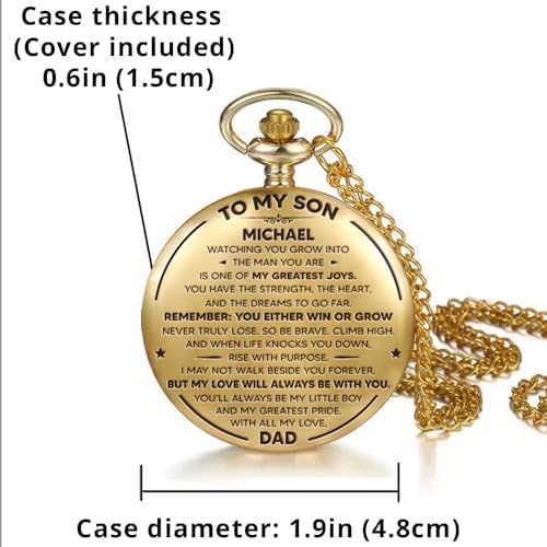Wrappiness to My Pride - Personalized Pocket Watch for Him, A Meaningful Gift for Son with Custom Engraving, Gifts for Valentines Day Birthday Graduation Fathers Day Christmas - 1