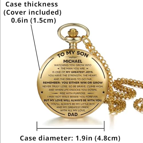 Wrappiness to My Pride - Personalized Pocket Watch for Him, A Meaningful Gift for Son with Custom Engraving, Gifts for Valentines Day Birthday Graduation Fathers Day Christmas