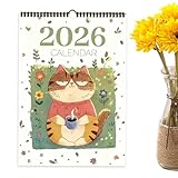 猫カレンダー2026、ハンドペイントウォールプランナー、12ヶ月ファミリーカレンダー|スケジューリングデコレーション整理ホームルームスクール用