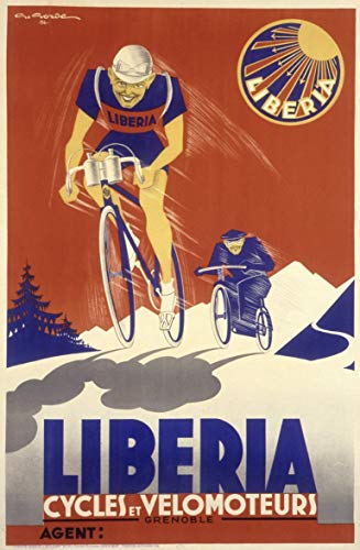 Cycles vélomoteurs Liberia Affiche Poster Reproduction - Format 50X70 cm Papier 300 GR - Vente du fichier numérique HD Possible Nous Consulter (Boutique : affichevintage.FR)