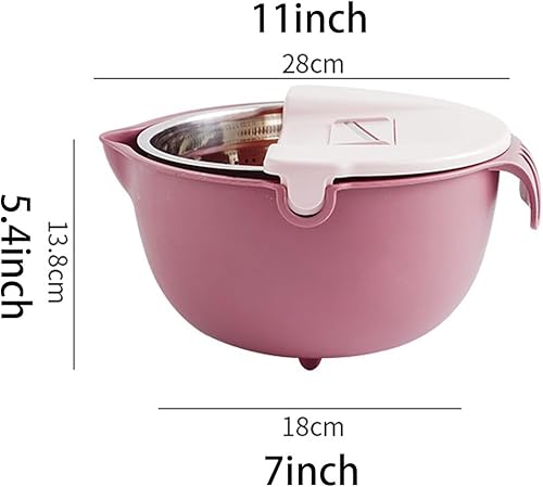 Miniatura 2 de JforSJizT Colador 8-1 con cuenco para mezclar, colador de cocina para rebanar, lavar, amasar, rebanar verduras, hilandero de salada, colador de