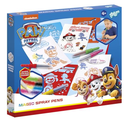 PAW PATROL - Feutres pulvérisateurs à changement de couleur pour enfants - Kit de peinture magique avec pochoirs - Dessin créatif et plaisir de coloriage à...