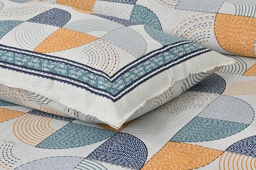 Image of Decor King Size Cotton Bedsheet | 300 TC | 100% Cotton Flatsheet King Size with Two Pillow Covers | (254 * 274 cm, Teal Blue)