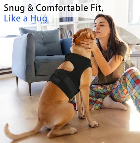 Image of MIGOHI Dog Anxiety Relief Vest, Breathable Calming Shirt for Dogs, Soft Adjustable Pressure Wrap for Storm, Fireworks, Separation - Anxiety Coat Jacket for Small Dogs Stop Shaking, Black XS