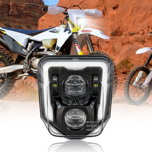 Image of XPCTD Dirt Bike Headlight 3200LM LED Motocross Headlight with DRL Fit For Husqvarna 2017-2023 FE250 FE350 FE450 FE501 FE501S FE701SM TE150 TE250i TE300i TX125 FC250 Pit Bike Enduro Motorcycle Black