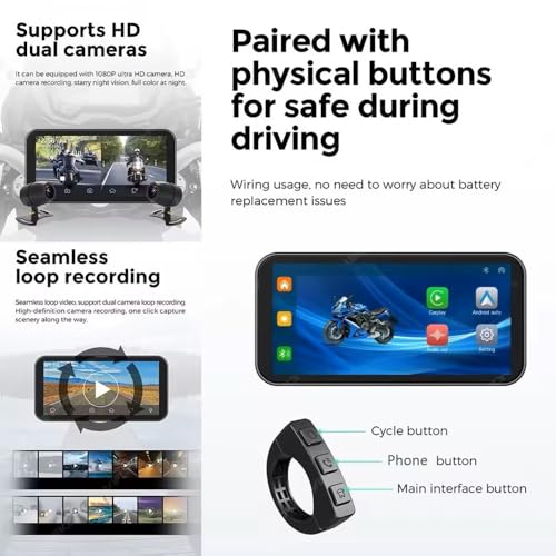 Cámara de salpicadero para motocicleta de 6,25 pulgadas con asistente de voz y TPMS 4