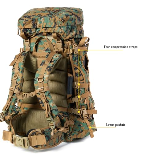 Image of MT Military Army Large Rucksack with Detacheable Assault Backpack Hydration Pack Shoulder Straps and Waist Belt Metal Frame | Detacheable