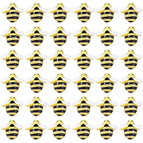 "50 Pcs Tiny Resin Bees Decor Bumblebee Decorations Bumble Bee Shaped Craft Embellishment for Embellish Card Making Decoration Yellow" Cover