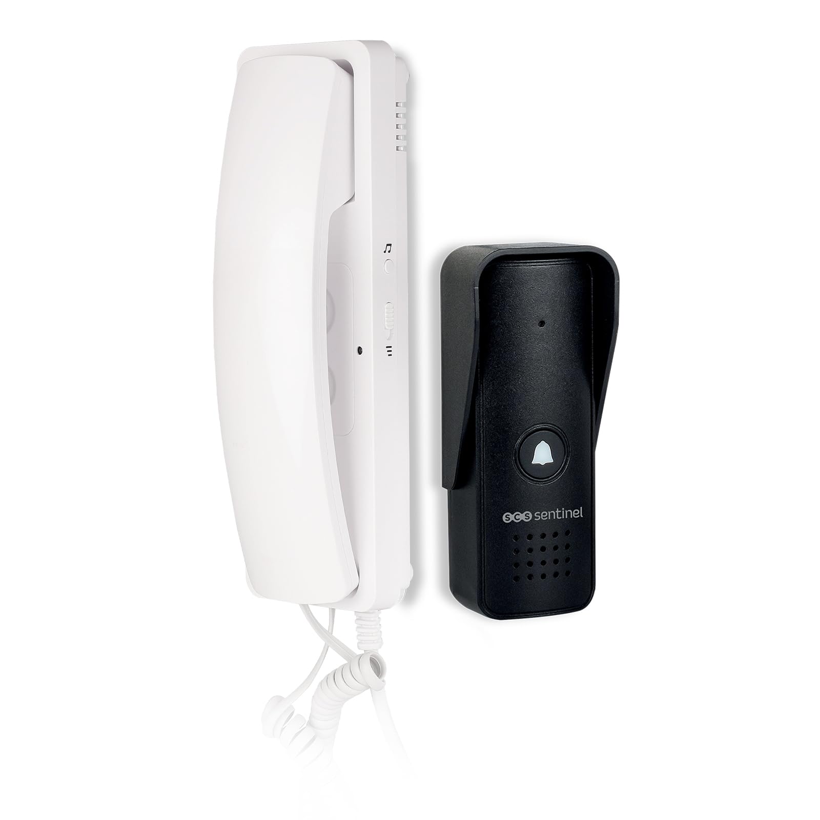 SCS Sentinel - Interphone Audio Filaire AudioCom - Transformateur Intégré - Alimentation 9-​12V DC - Combiné avec Platine de Rue - Façade Aluminium - Indice IP55 - Dimensions L67xH208xP50