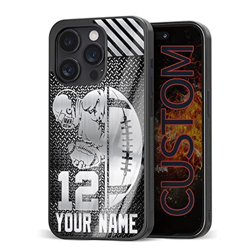 Custom Football Name Number Cool Phone Cases for Boys for iPhone 8 11 12 13 14 15 16 17 Pro Max Plus Mini Xr Xs SE for Samsung Z Flip 3 4 Galaxy S A Note for Moto G Power Pure for Pixel 4 5 6 7 6 7 8
