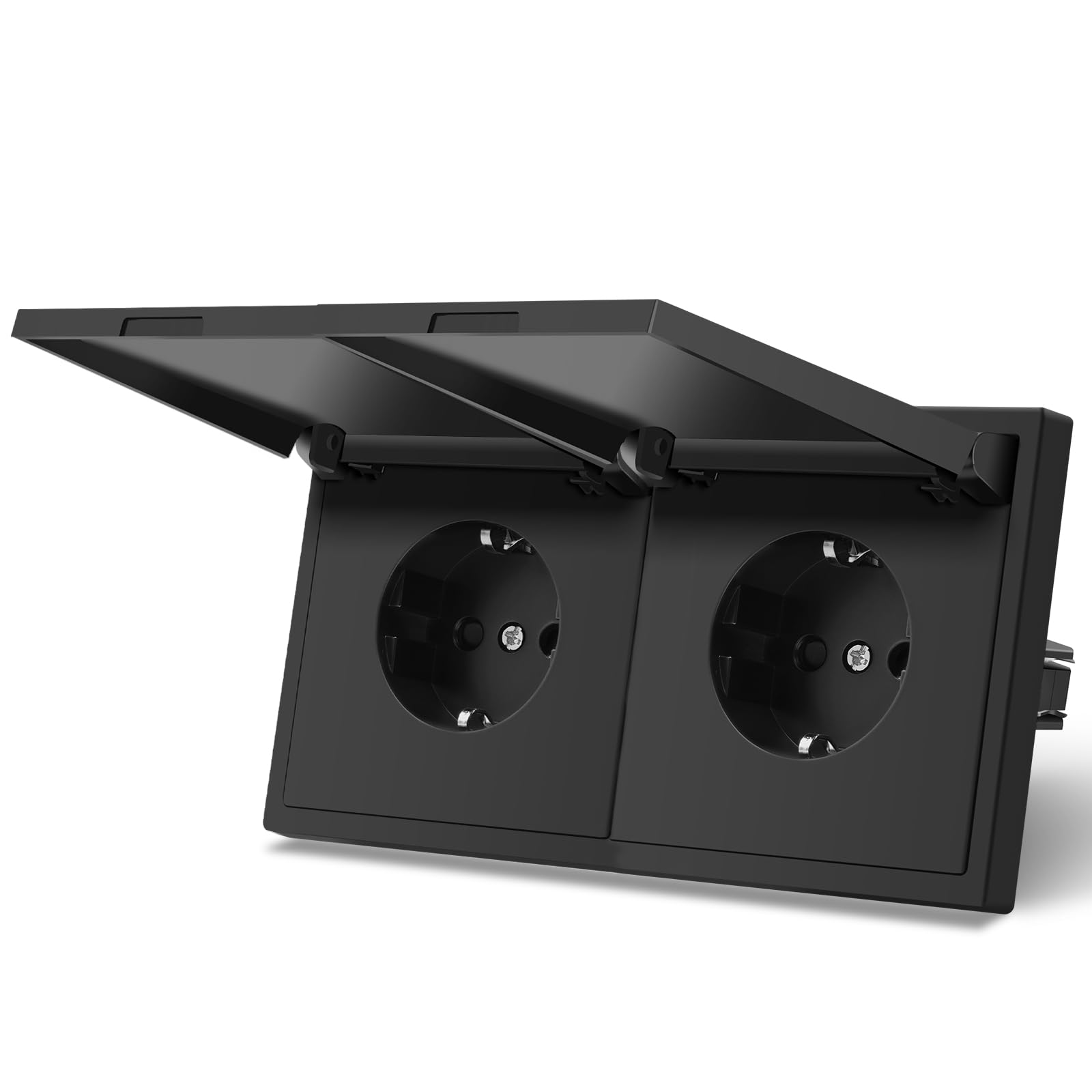 MVAVA Schuko Steckdose EU-Standard 2 Fach Feuchtraum Unterputz Steckdose Schwarz Einfache Installation 80mm*150mm 3-Draht Erforderlich